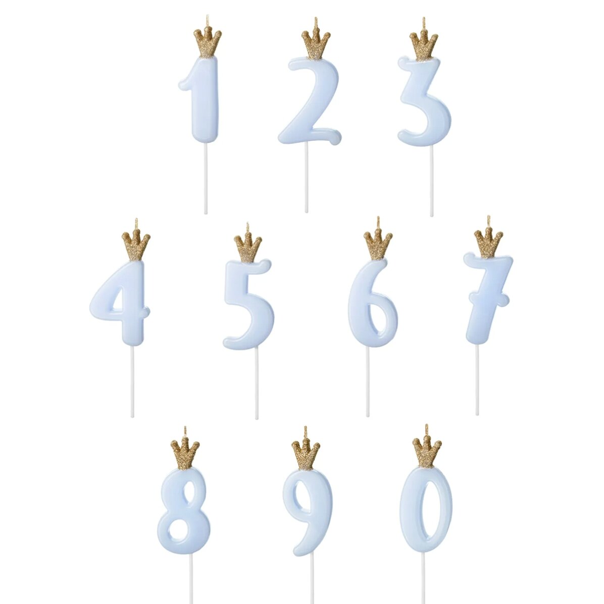 Lumânări pentru tort - Cifra bleu cu coroniță 9.5cm