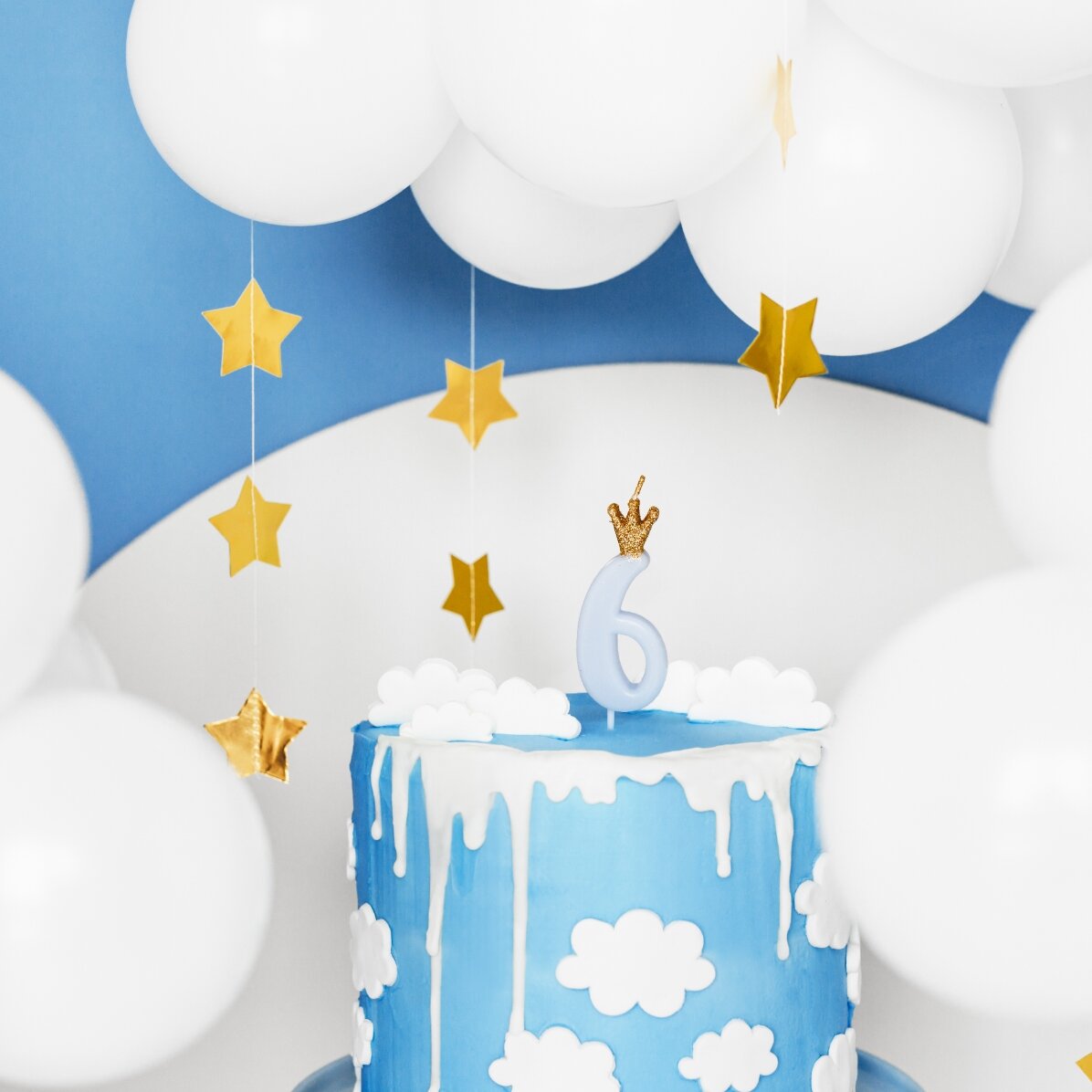 Lumânări pentru tort - Cifra bleu cu coroniță 9.5cm