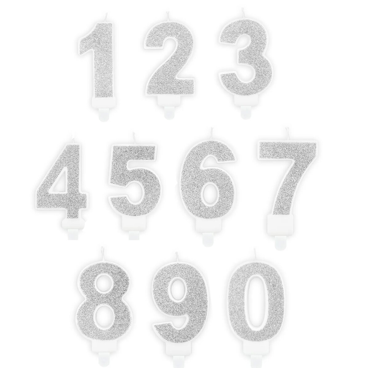 Lumânări pentru tort - Cifre argintii 7cm