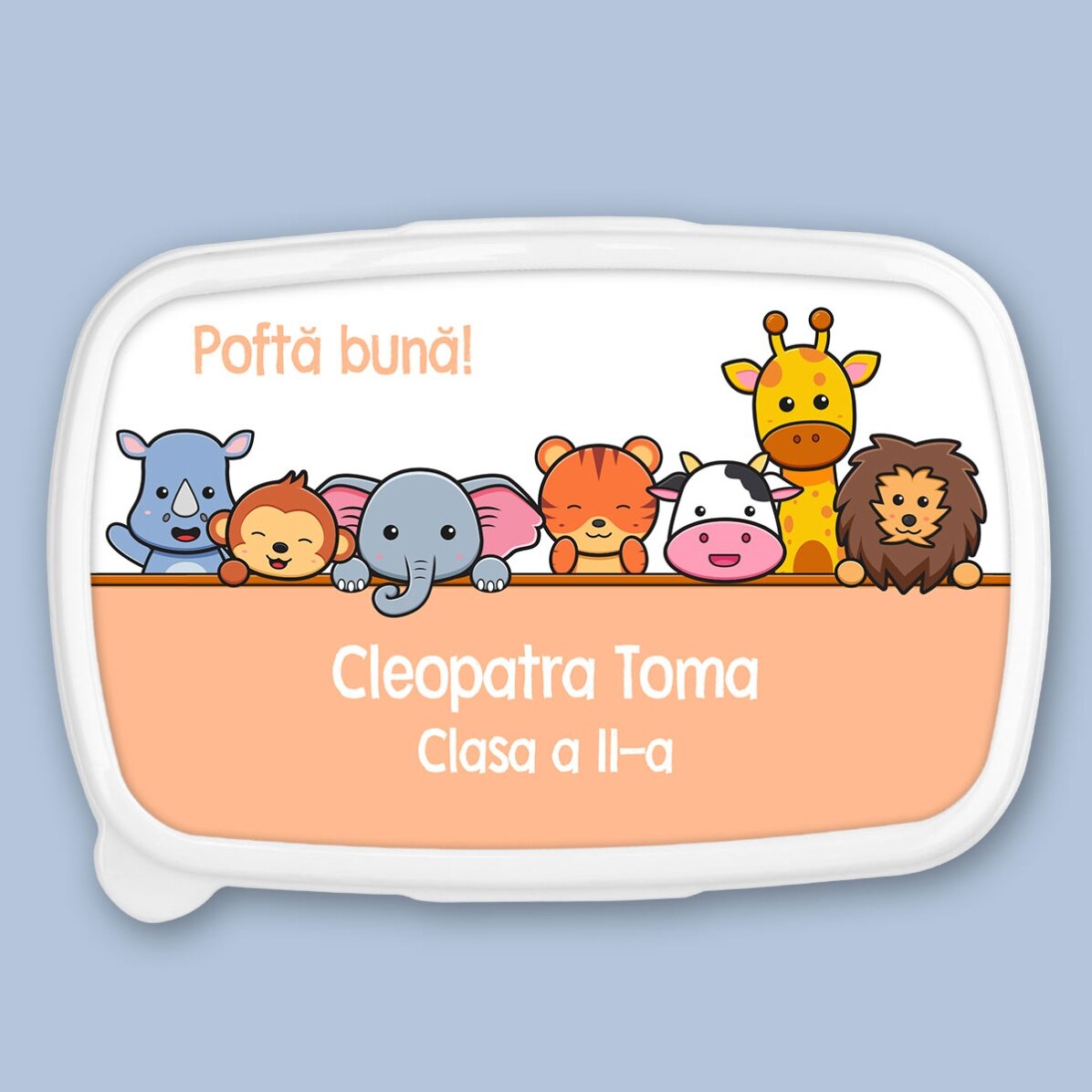 Lunch box, caserolă personalizat cu text - Animals