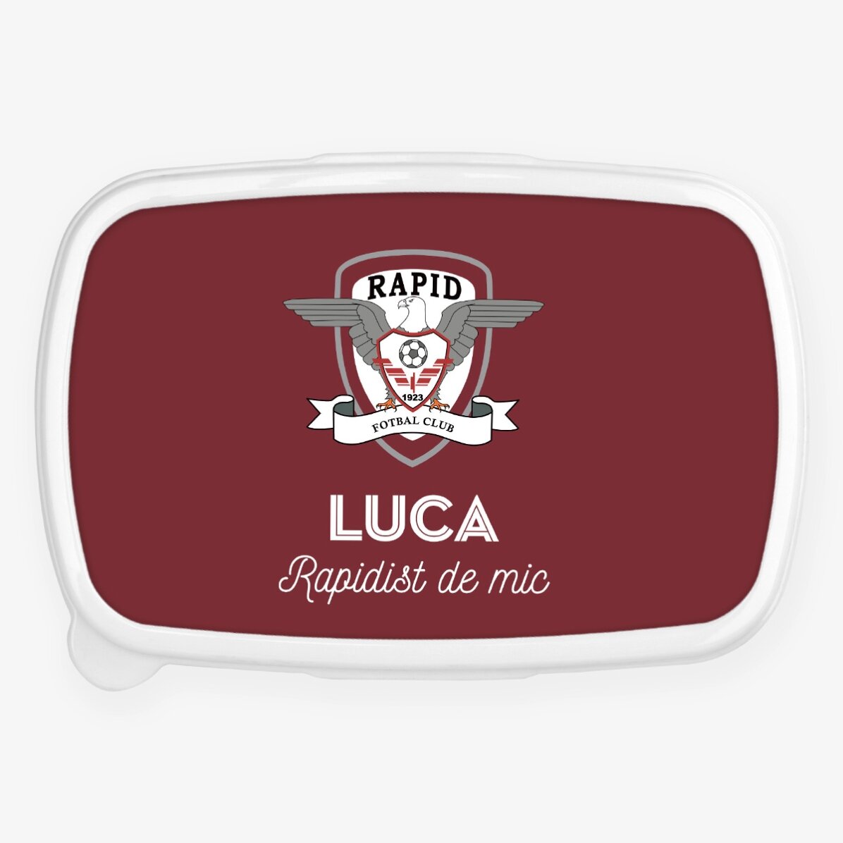 Lunch box, caserolă FC Rapid 1923 personalizat cu nume și text