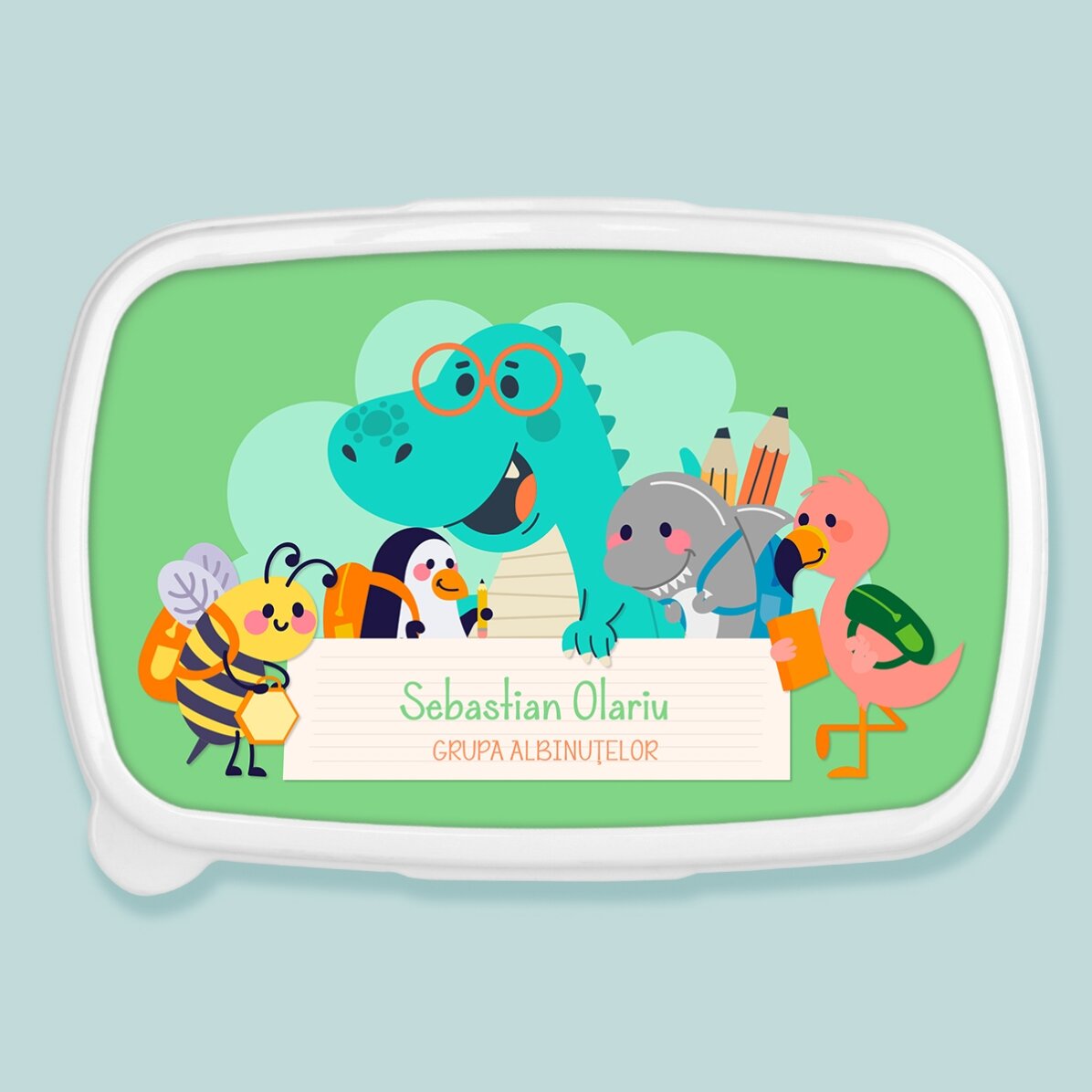 Lunch box, caserolă personalizat cu text - Animăluțe