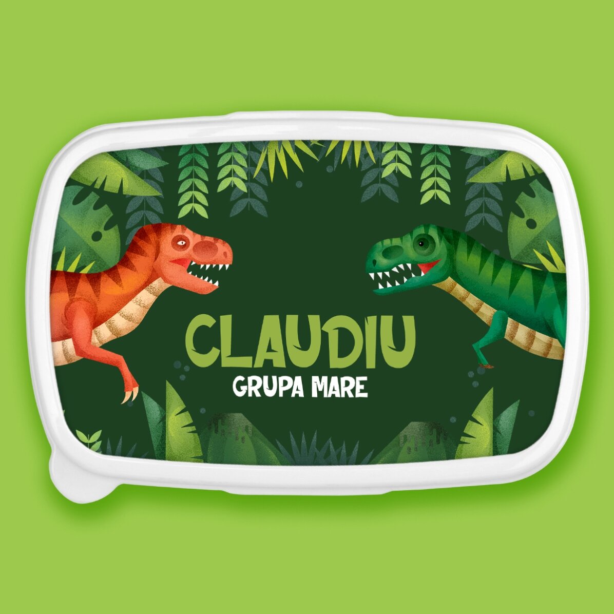 Lunch box, caserolă personalizat cu text - Dinozaur T-Rex