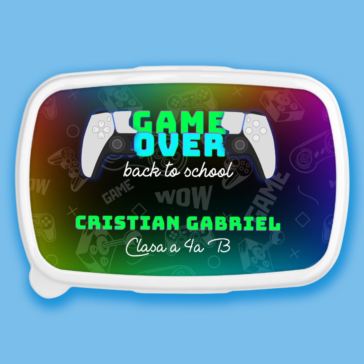 Lunch box, caserolă personalizat cu text - Game Over