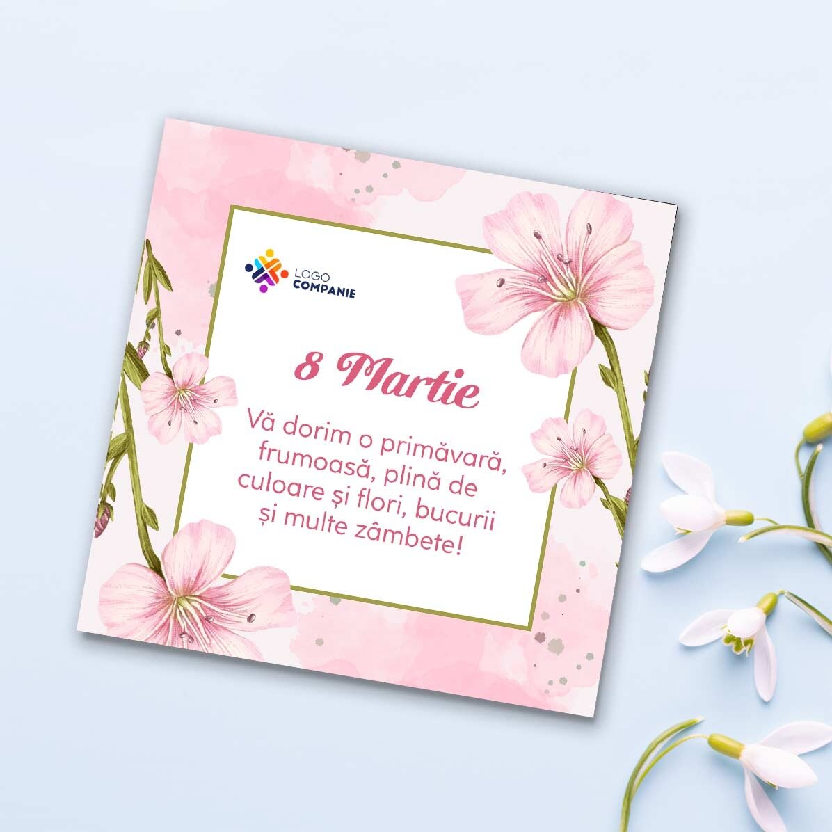Magnet 10x10 personalizat cu logo și text - 8 Martie