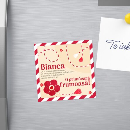 Magnet 10x10 personalizat cu nume și mesaj - Mărțișor