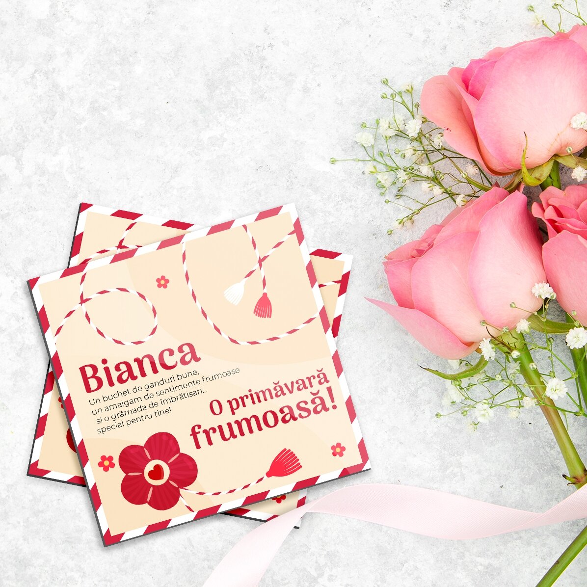 Magnet 10x10 personalizat cu nume și mesaj - Mărțișor