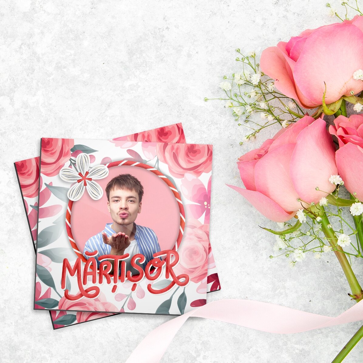 Magnet 10x10 personalizat cu o poză - Mărțișor