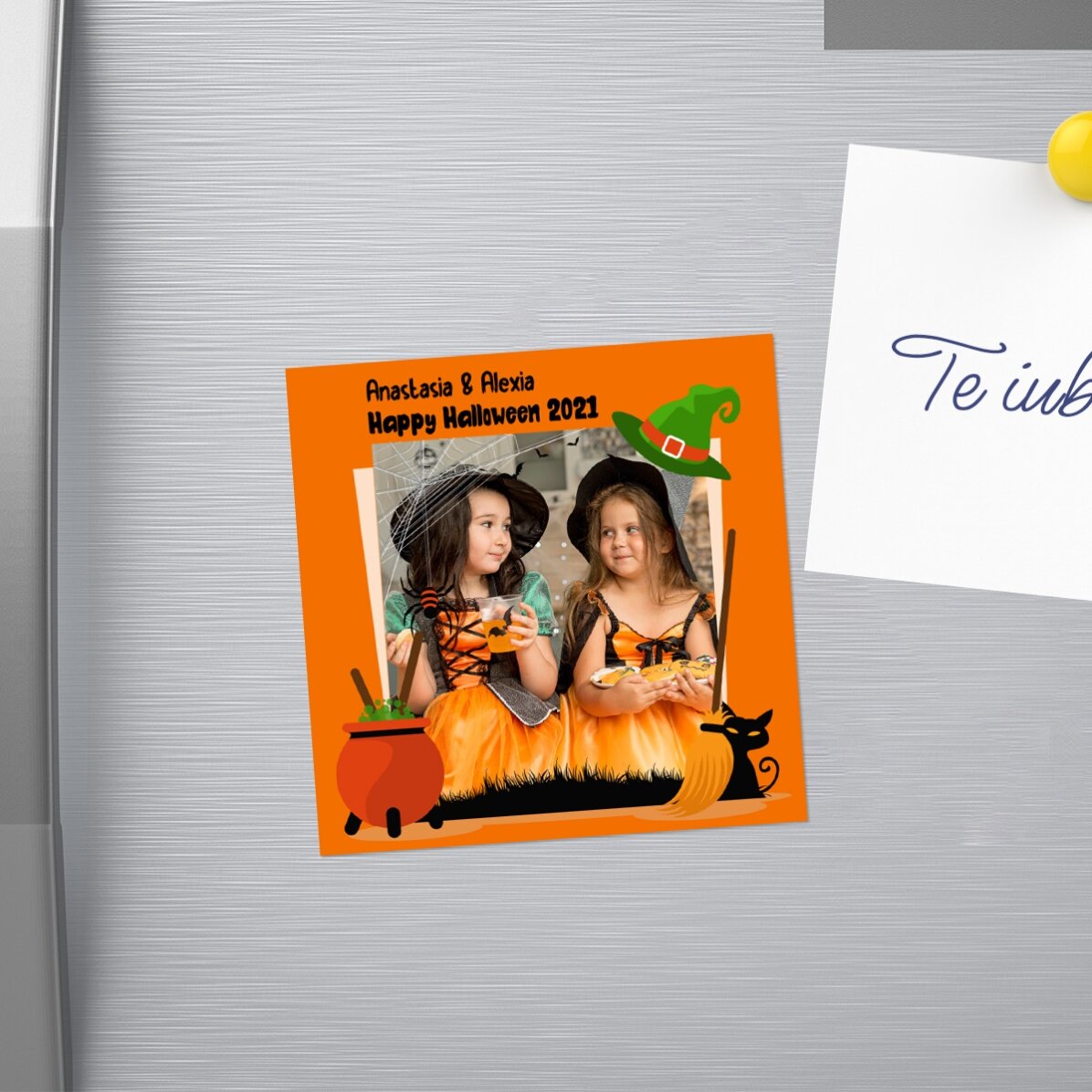 Magnet 10x10 personalizat cu o poză și text - Halloween