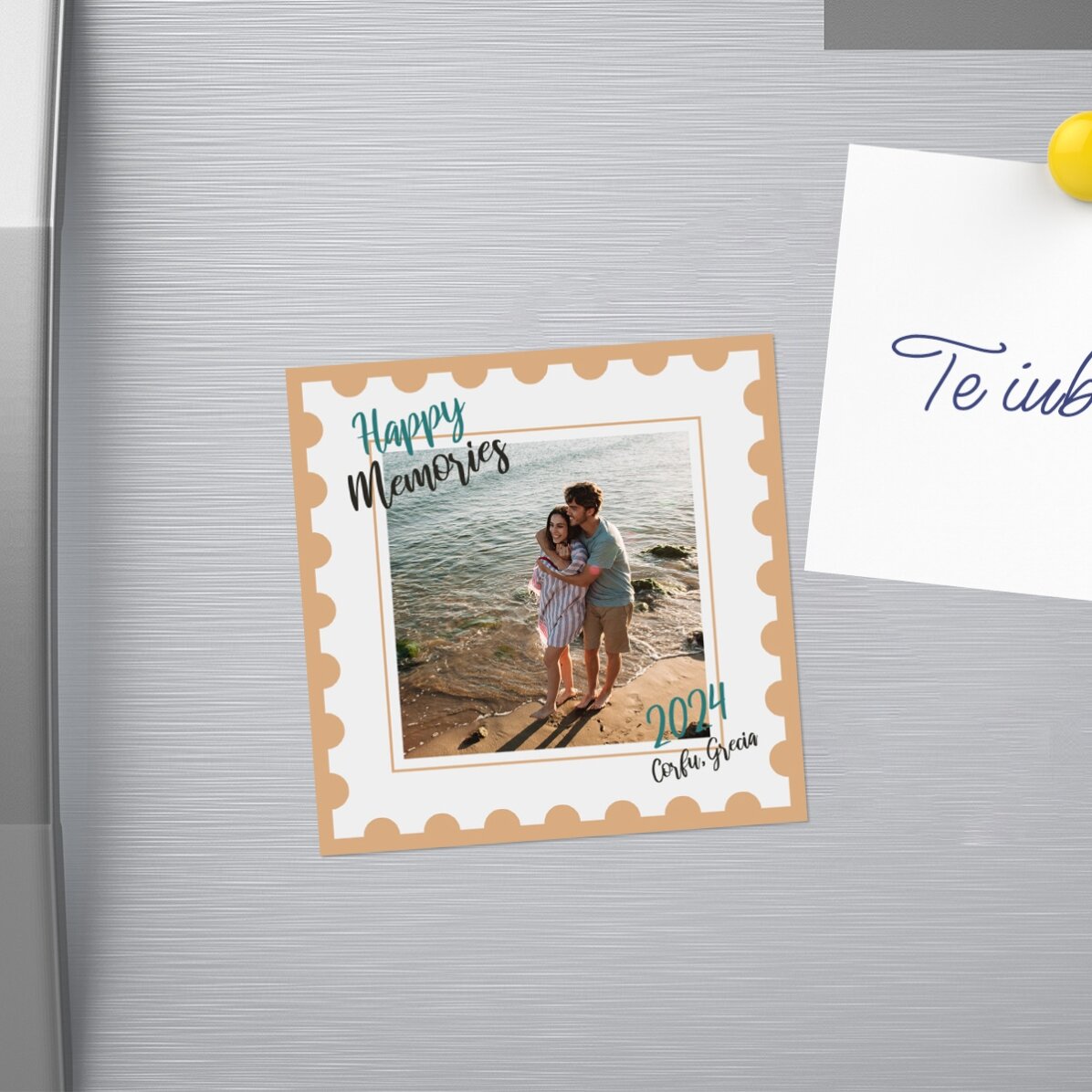 Magnet 10x10 personalizat cu o poză și text - Happy Memories