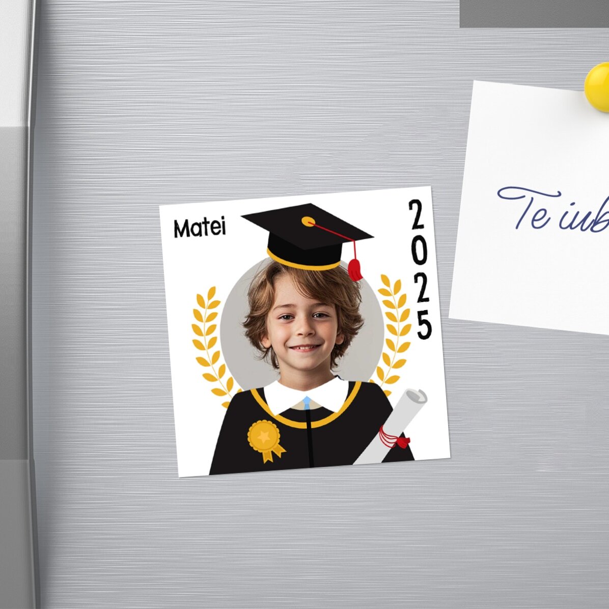 Magnet 10x10 personalizat cu poză și mesaj - Absolvent 