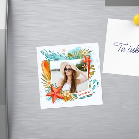 Magnet 10x10 personalizat cu poză și nume - Vacanță