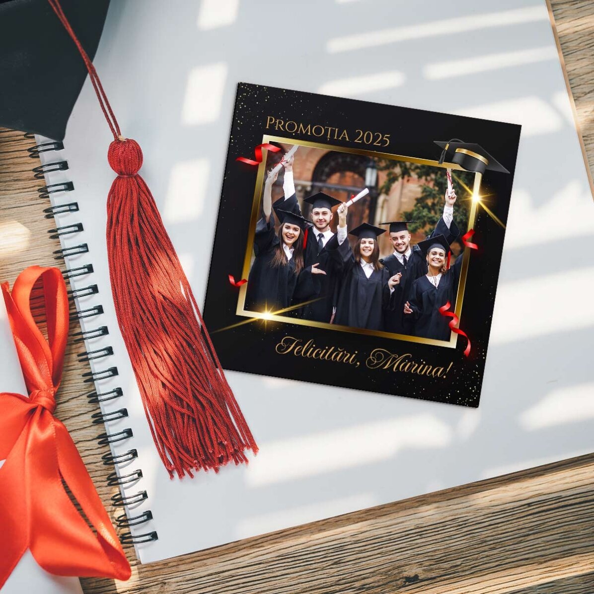 Magnet 10x10 personalizat cu poză și text - Absolvire