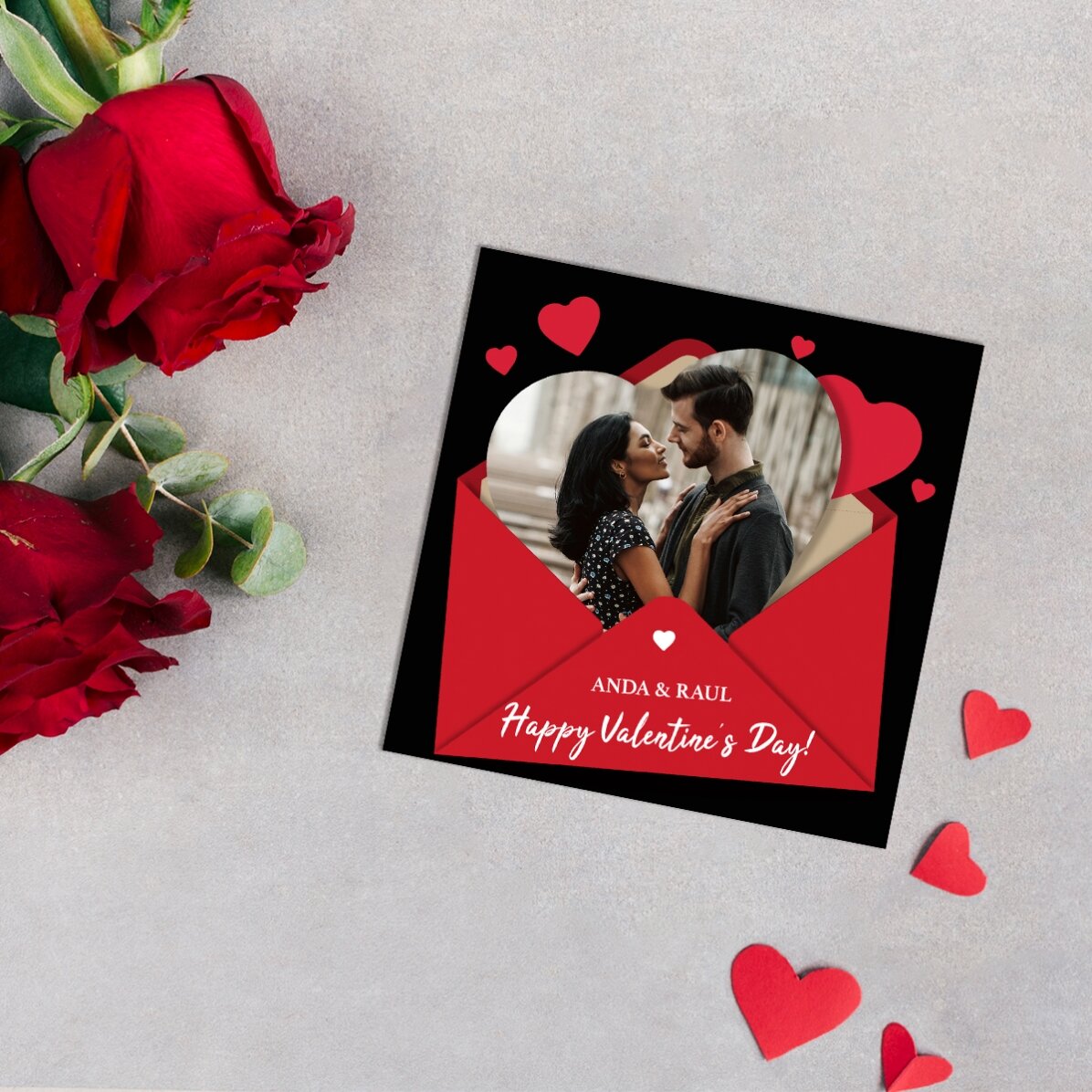 Magnet 10x10 personalizat cu poză și text - Te iubesc