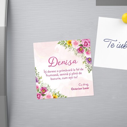 Magnet 10x10 personalizat cu text - Primăvară frumoasă!