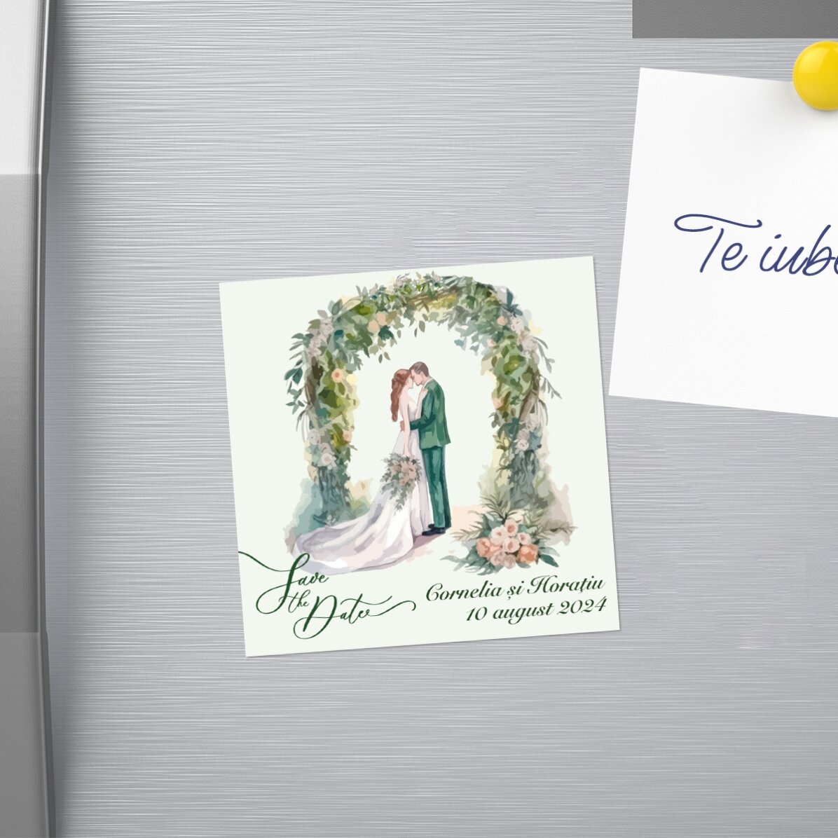 Magnet 10x10 personalizat cu text - Save the date