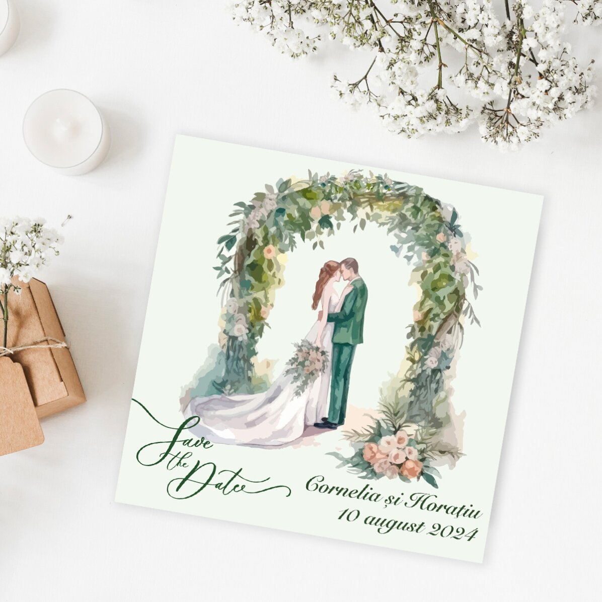 Magnet 10x10 personalizat cu text - Save the date