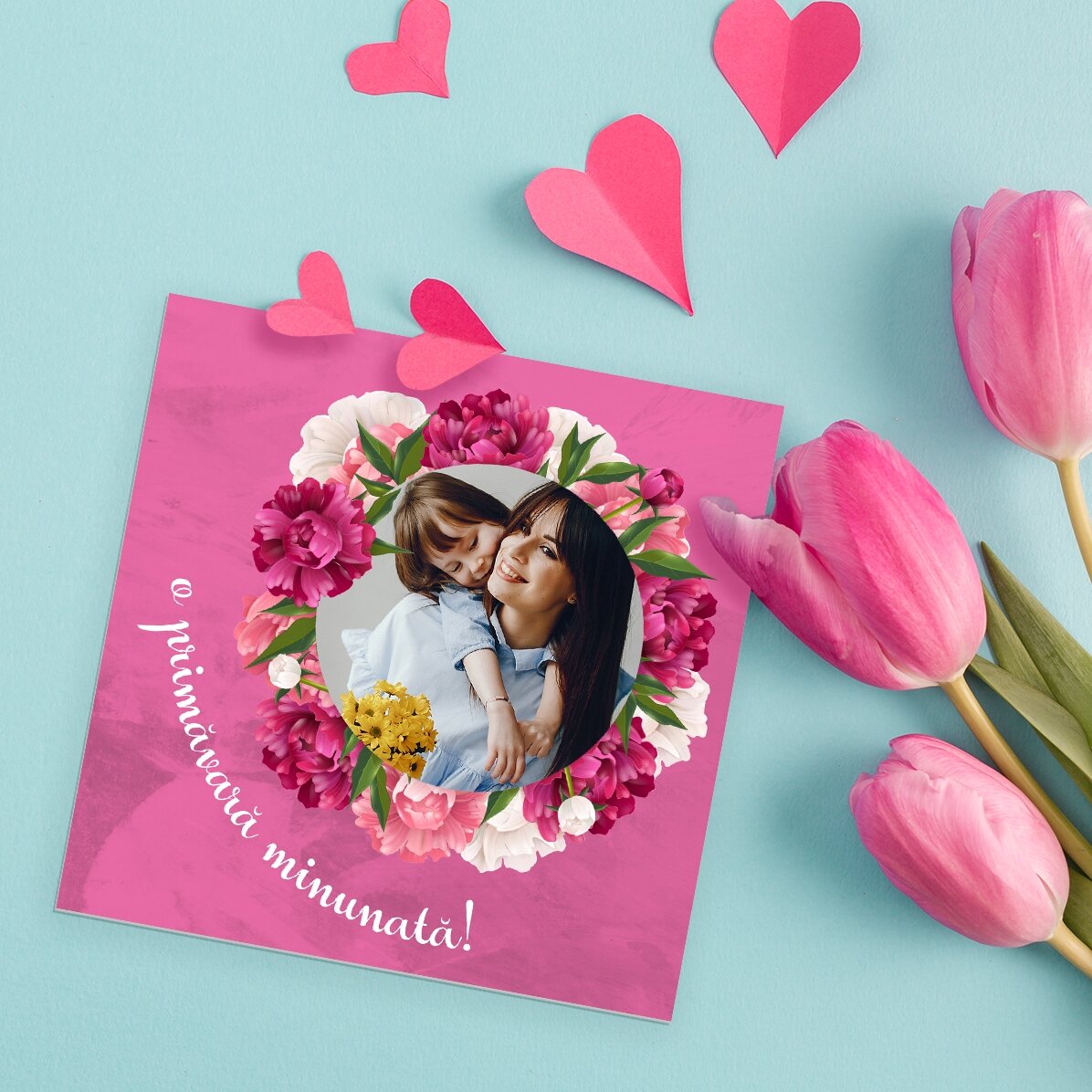 Magnet personalizat cu poză și mesaj - O primăvară frumoasă