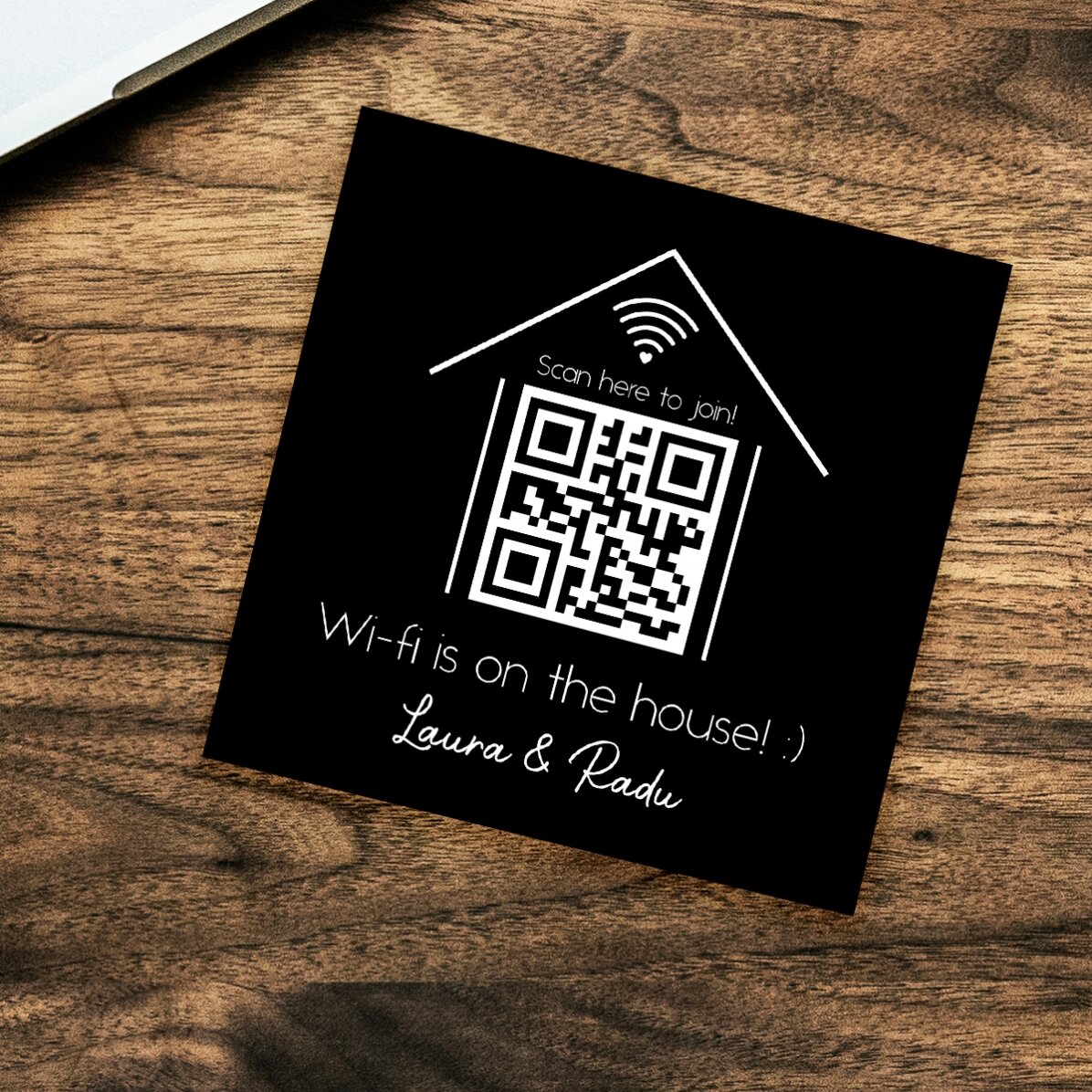 Magnet 10x10 personalizat cu text și cod QR - Scan for Wifi