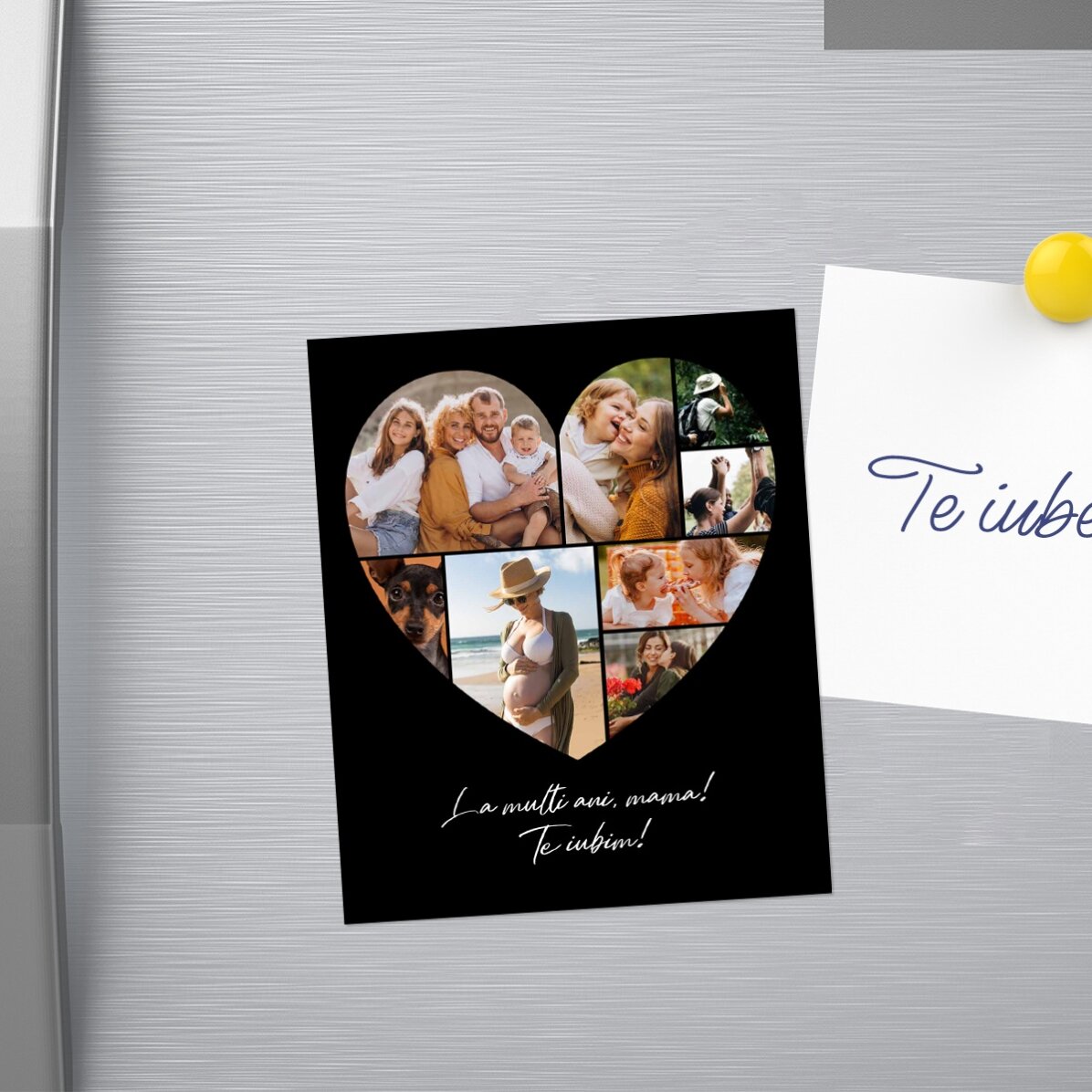 Magnet 10x12 cm personalizat cu 8 poze în formă de inimă