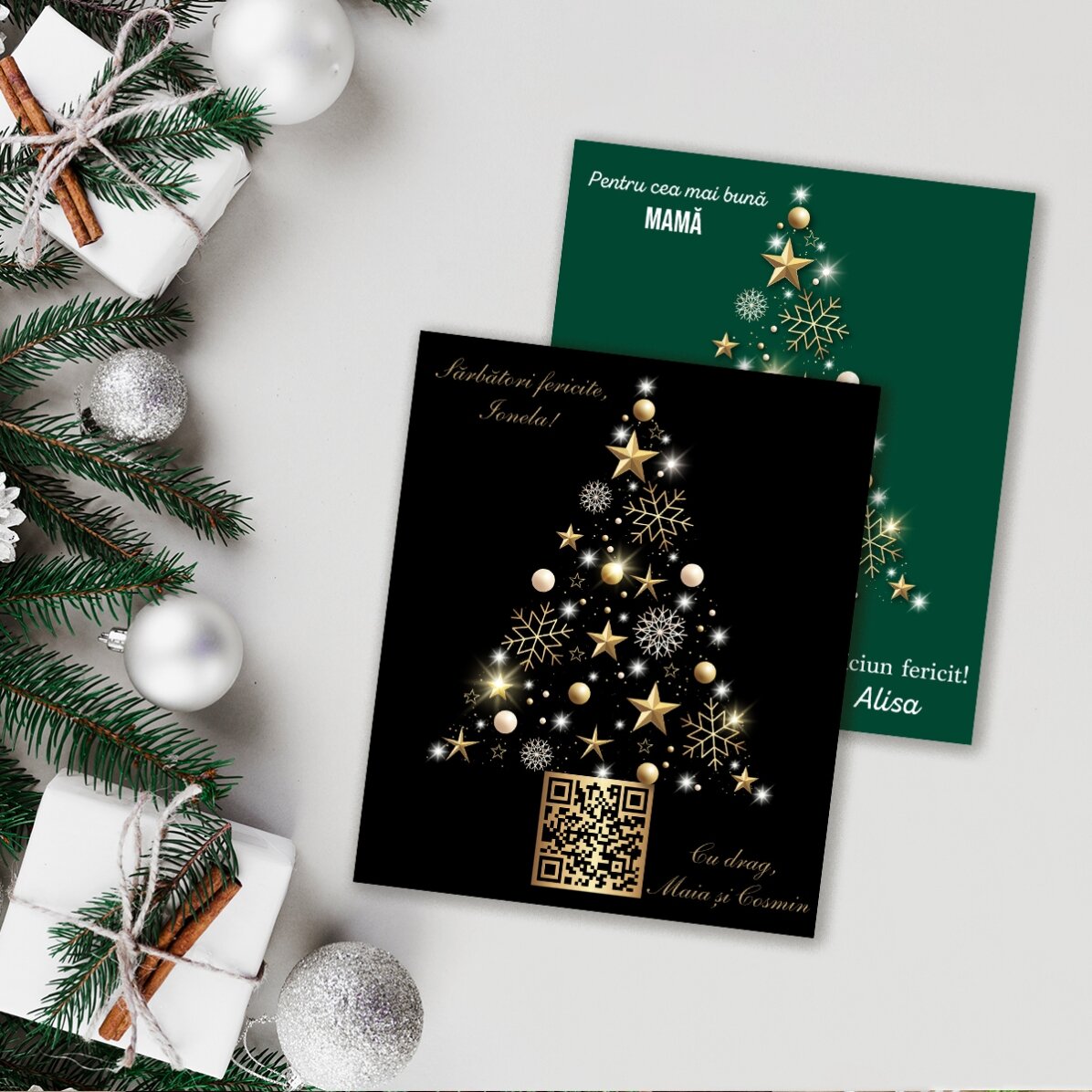 Magnet 10x12 cm personalizat cu cod QR și mesaj de Crăciun