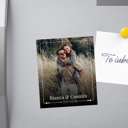 Magnet 10x12 cm personalizat cu nume, dată și poză - Mărturie pentru nuntă