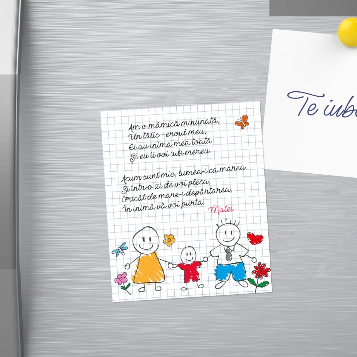 Magnet 10x12 cm personalizat cu o poezie pentru părinți - Băiețel