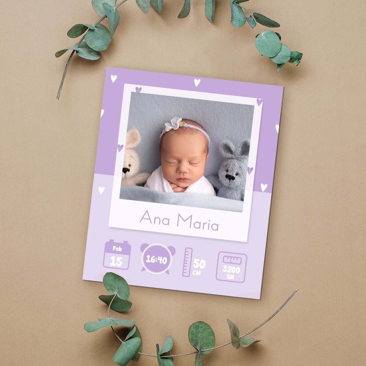 Magnet 10x12 cm personalizat cu o poză și text - Baby