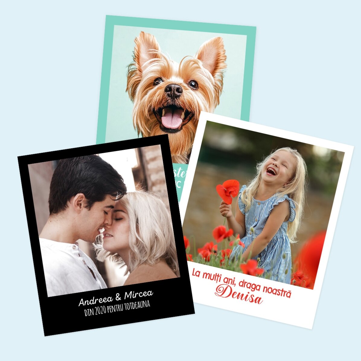 Magnet 10x12 cm personalizat cu o poză și text - format polaroid