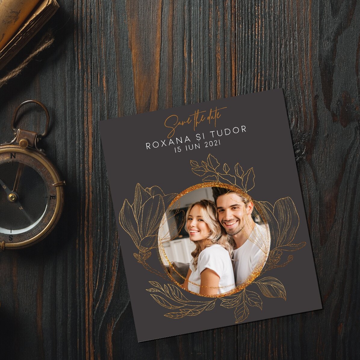 Magnet 10x12 cm personalizat cu o poză și text - Save the date