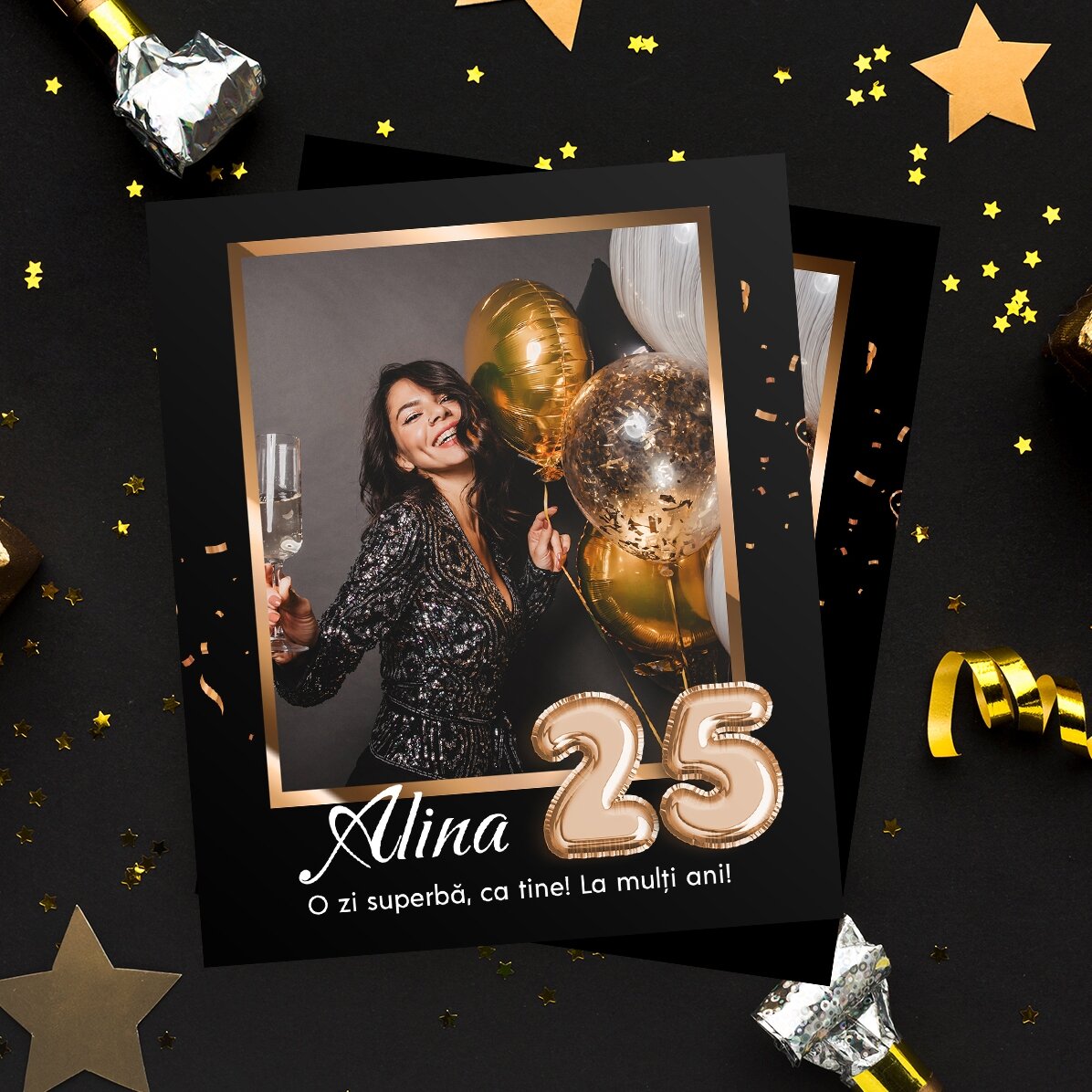 Magnet 10x12 cm personalizat cu o poze și număr - La mulți ani!