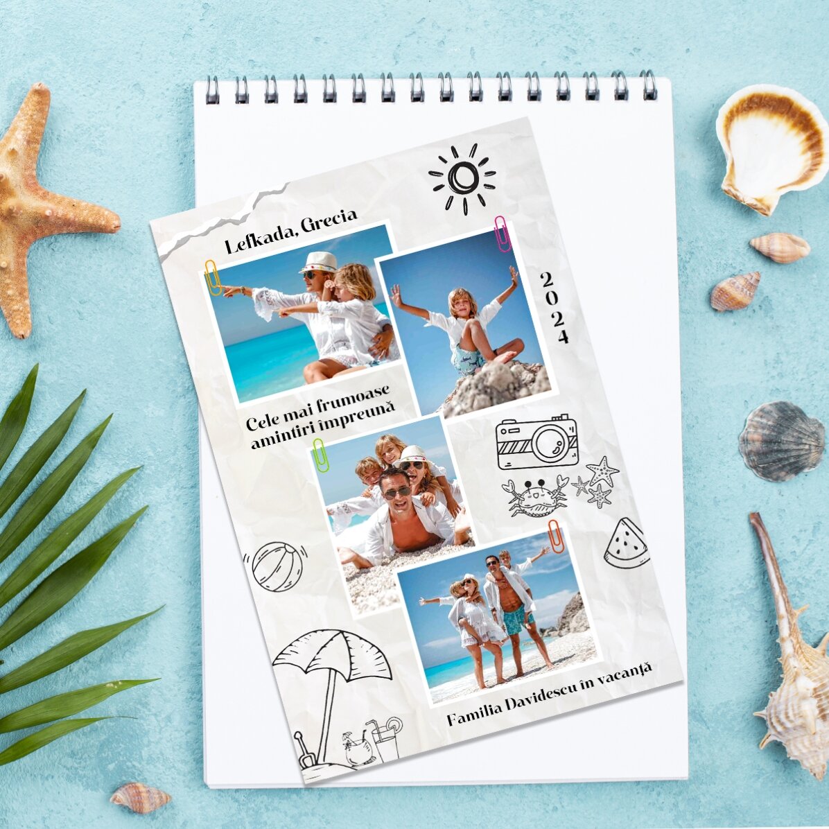 Magnet 10x15 cm personalizat cu 4 poze și text - Holiday