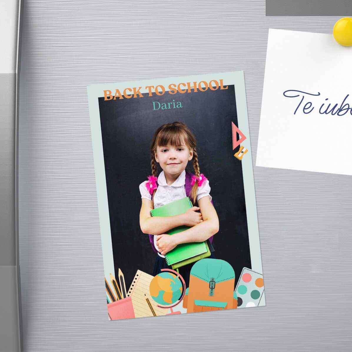 Magnet 10x15 cm personalizat cu o poză și text - Back to School