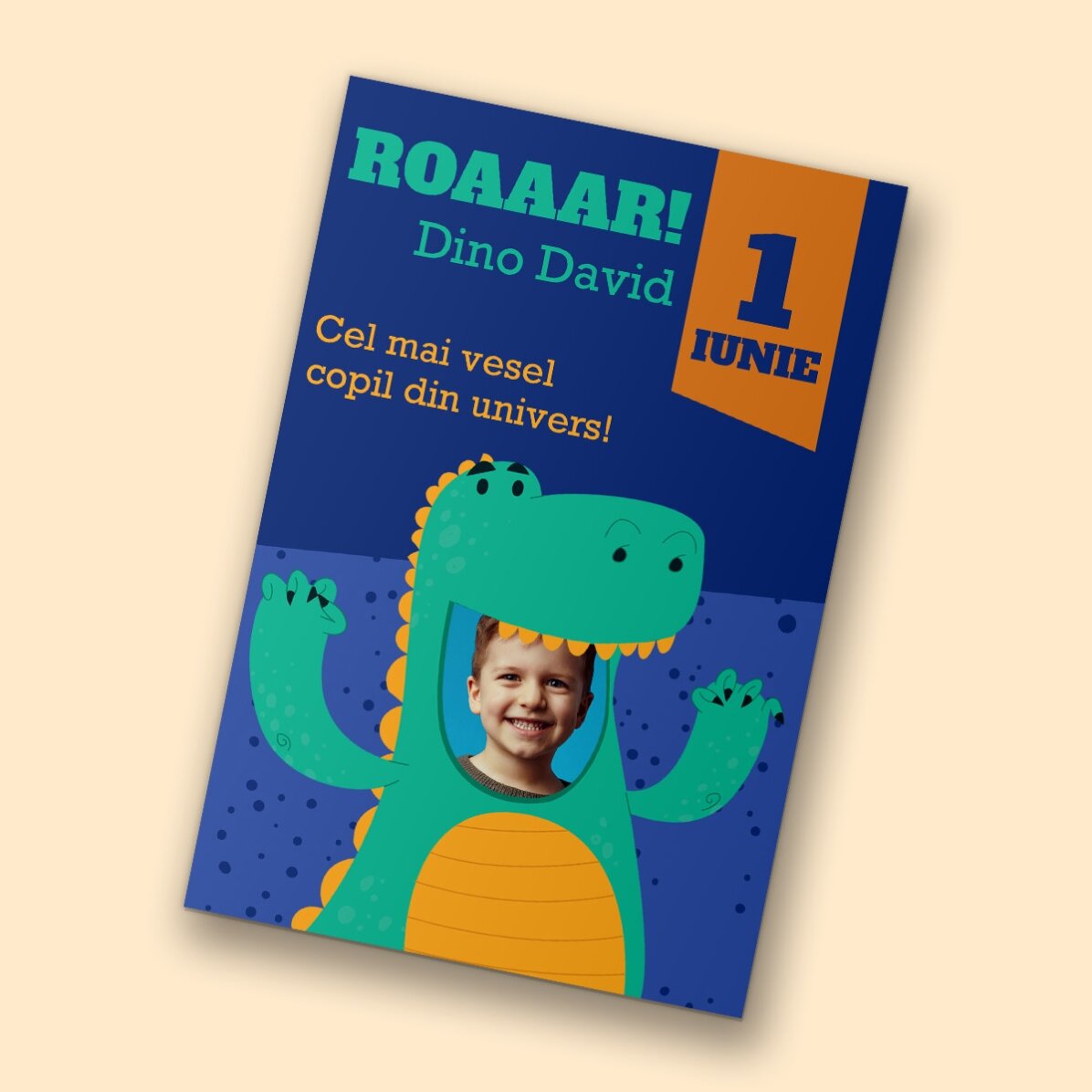 Magnet 10x15 cm personalizat cu o poză și text - Dino