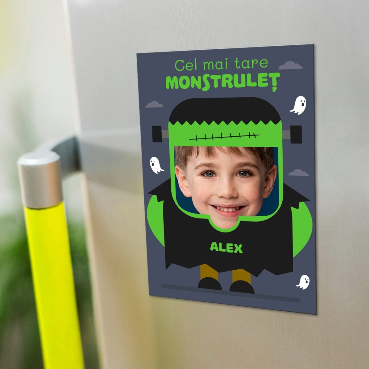Magnet 10x15 cm personalizat cu o poză și text - Frankenstein