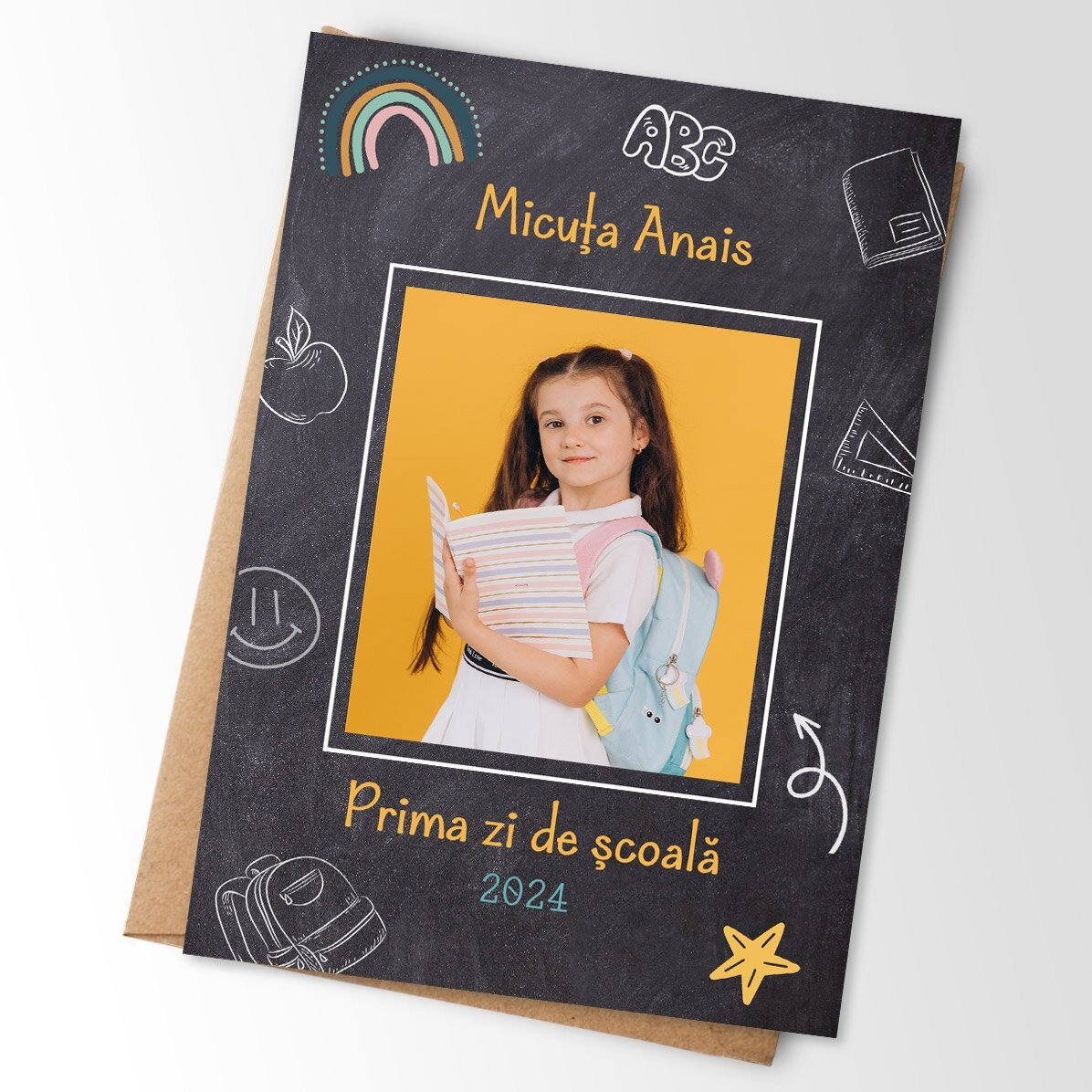 Magnet 10x15 cm personalizat cu o poză și text - School