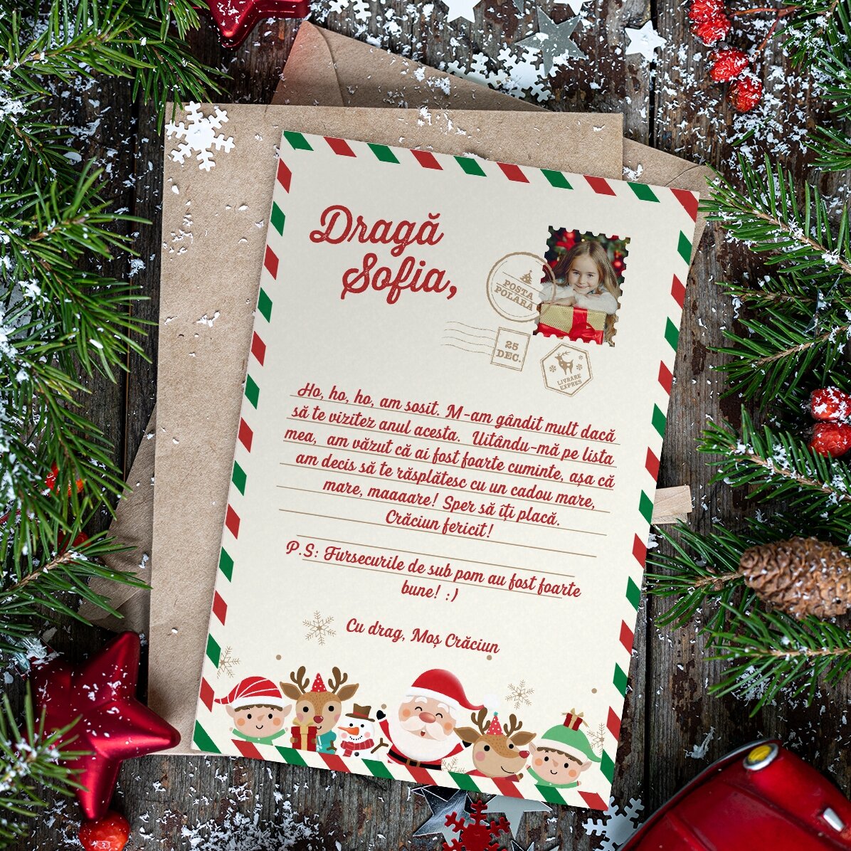 Magnet 10x15 cm personalizat cu text - Scrisoare de la Moșul