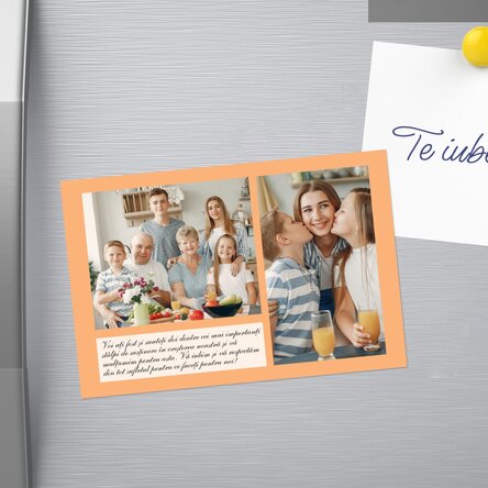 Magnet 10x15 cm personalizat cu text și 2 poze - Vă mulțumim!