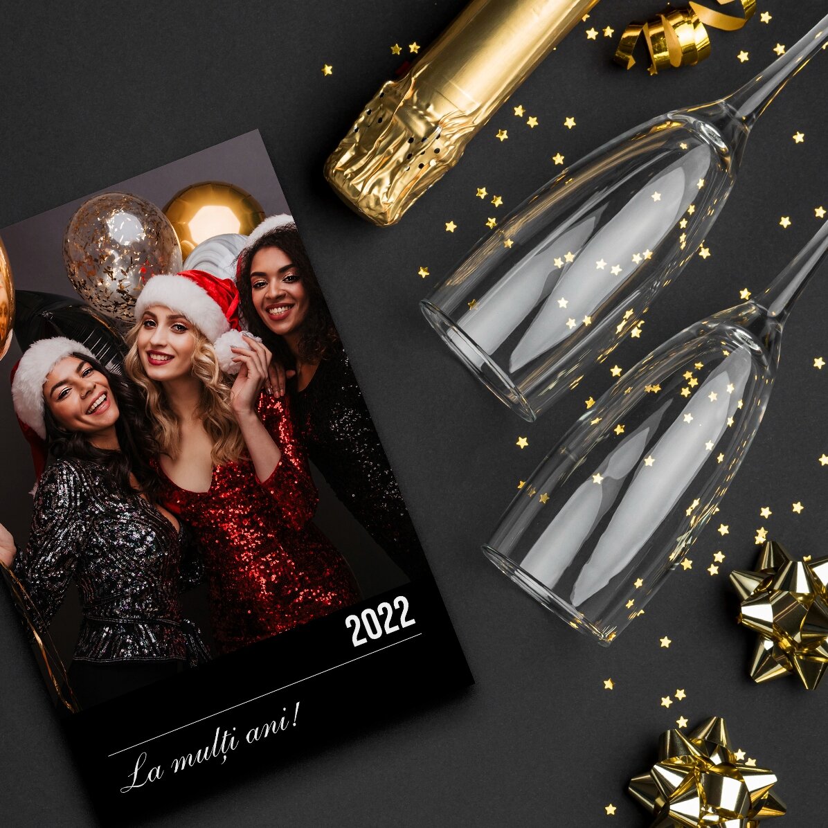 Magnet 10x15 cm personalizat cu text și o poză - Happy New Year