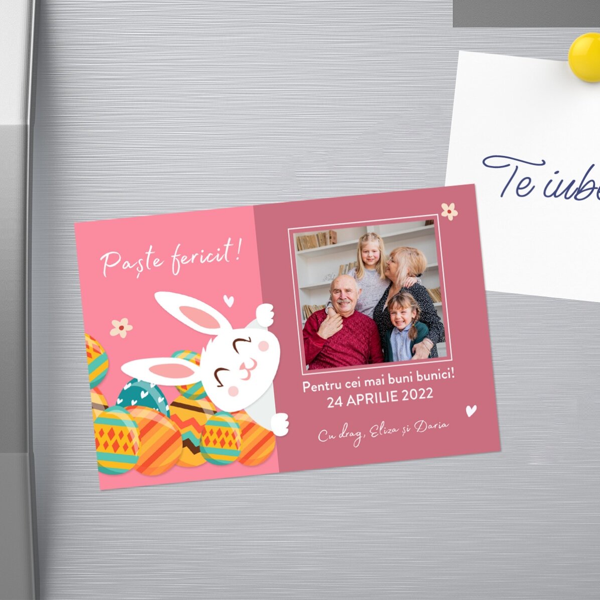 Magnet 10x15 cm personalizat cu text și poză - Iepurașul de Paște