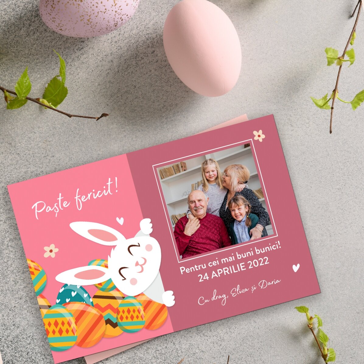 Magnet 10x15 cm personalizat cu text și poză - Iepurașul de Paște
