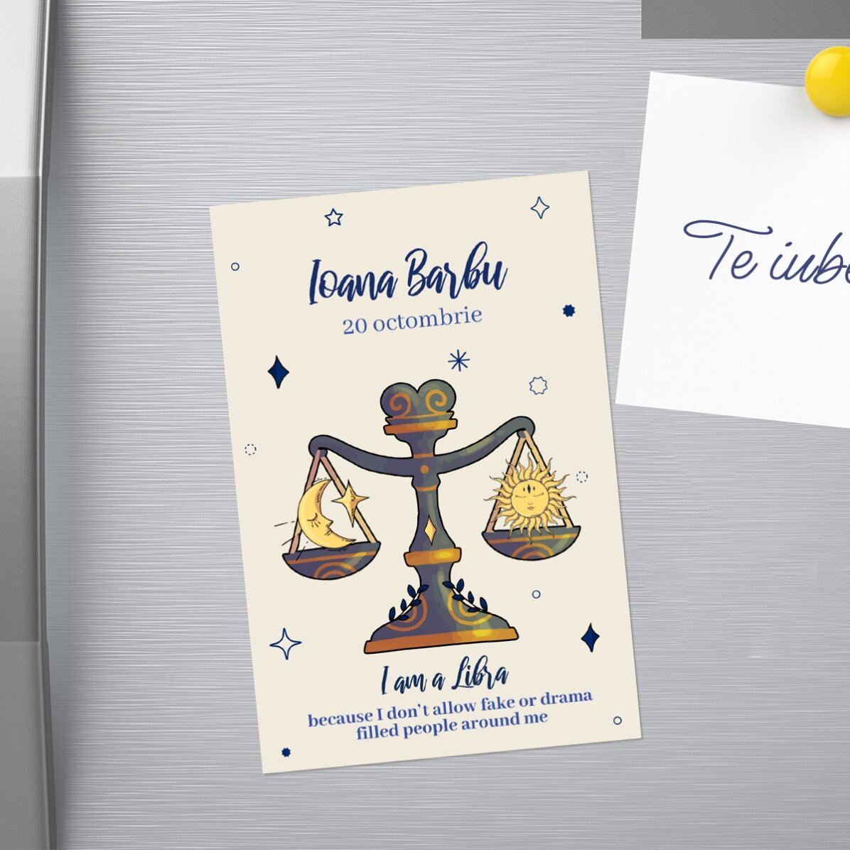 Magnet 10x15 cm personalizat cu text - Zodia Balanță