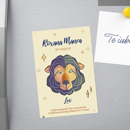 Magnet 10x15 cm personalizat cu text - Zodia Leu