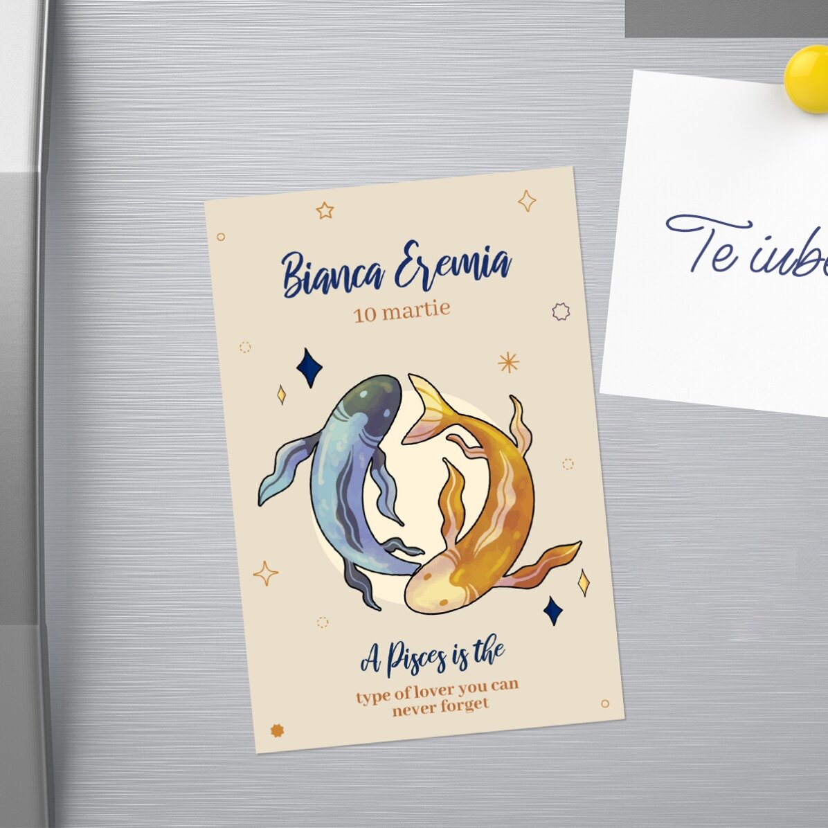 Magnet 10x15 cm personalizat cu text - Zodia Pești