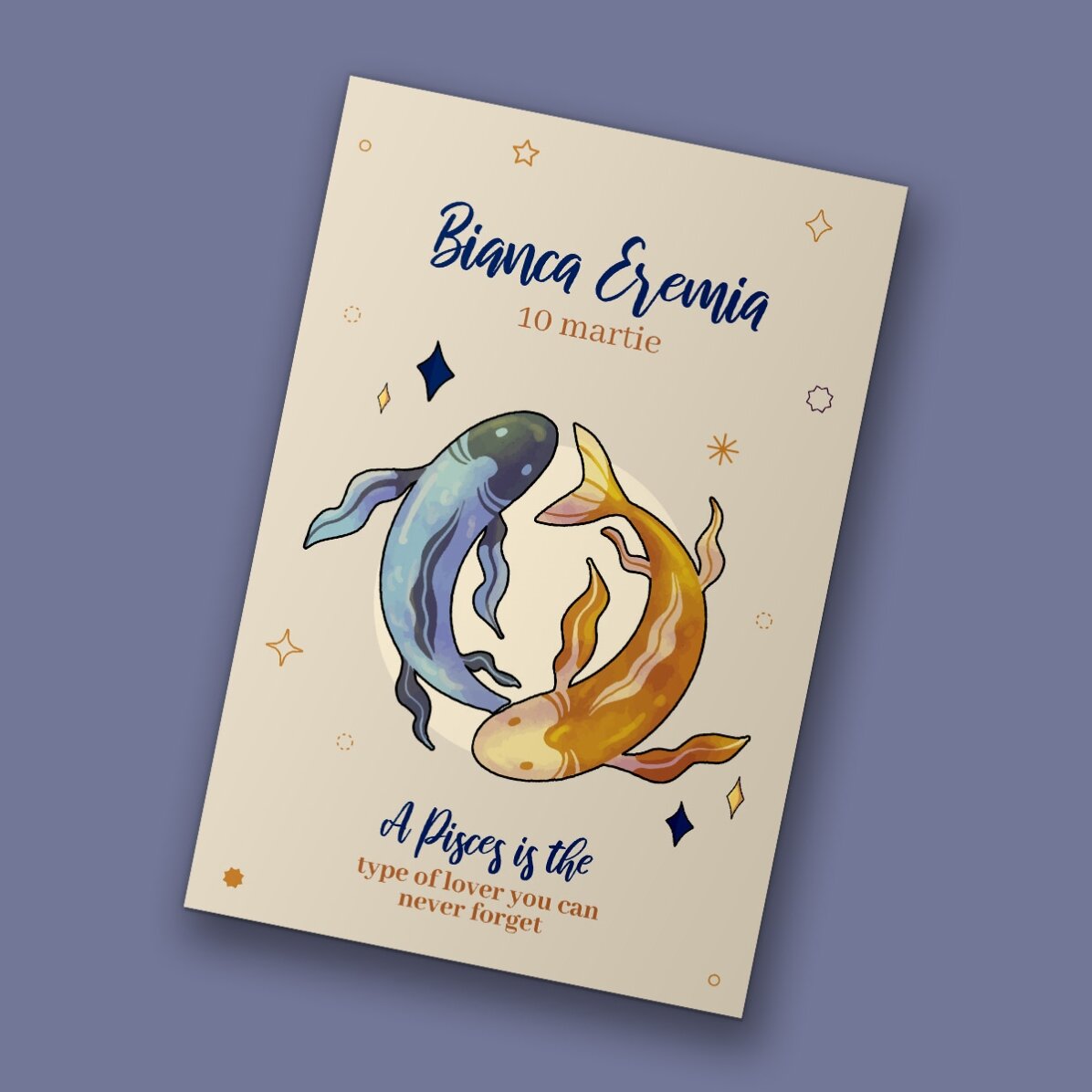 Magnet 10x15 cm personalizat cu text - Zodia Pești