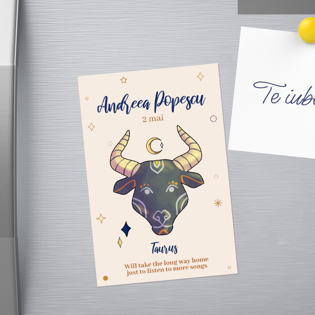 Magnet 10x15 cm personalizat cu text - Zodia Taur