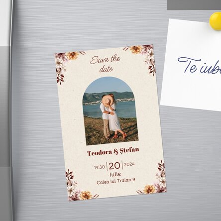 Magnet 10x15cm personalizat cu o poză și text - Save the Date