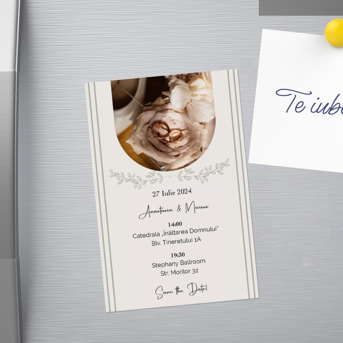 Magnet 10x15cm personalizat cu text și poză - Invitație nuntă 