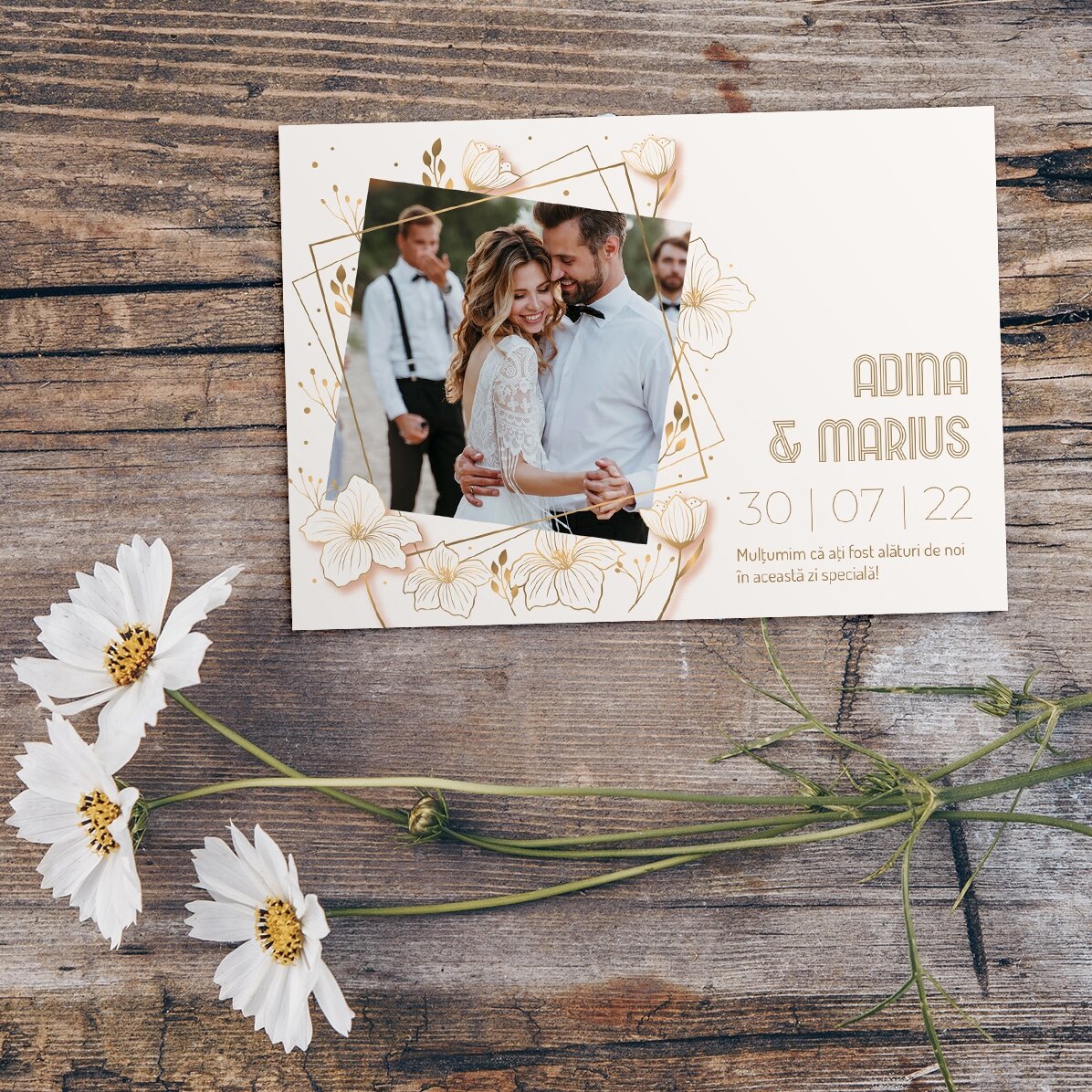 Magnet 10x7 cm personalizat cu o poză și text - Mărturie de nuntă