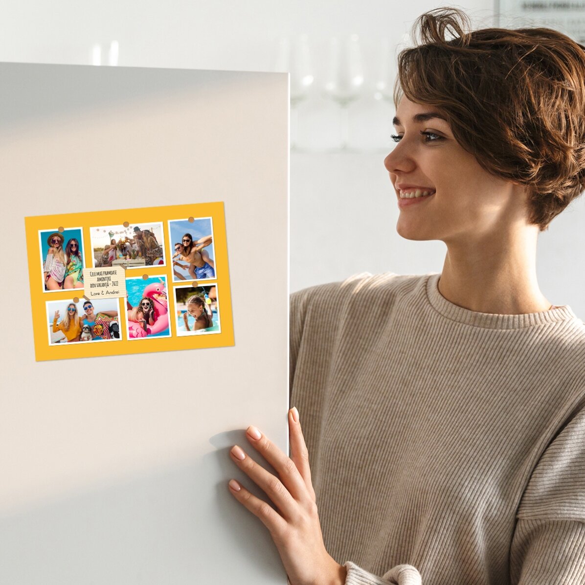 Magnet 18x13cm personalizat cu 6 poze și text - Amintiri